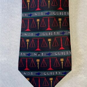 Men's Black and Red Legal Theme Tie